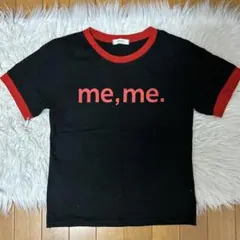 COMME CA ロゴプリント リンガーTシャツ ブラック レッド