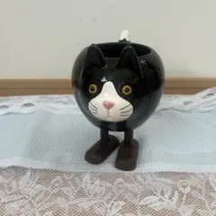 SETO CRAFT セトクラフト　猫モチーフ 花瓶 黒ネコ 置物　レトロのサムネイル
