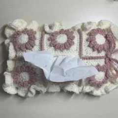 テッシュケース　かぎ編み　ハンドメイド　編み物　ティッシュカバー