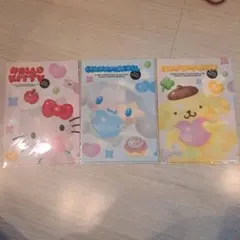 ハローキティ・シナモロール・ポムポムプリン クリアファイル3枚セット