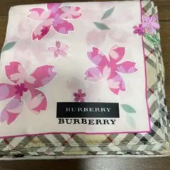 新品未使用 バーバリー　桜刺繍付きハンカチ　桜模様です♪