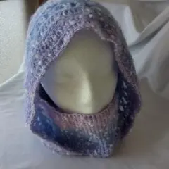 ハンドメイド バラクラバ パープル系 No.14 手編み フード付き スヌード