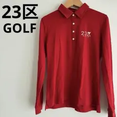 23区GOLF ゴルフウェア 長袖ポロシャツ 赤 ロゴ刺繍 レディース　サイズIのサムネイル