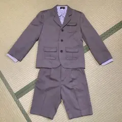 グレーxブラウン 子供用ショートパンツスーツ(140cm) 付属品あり