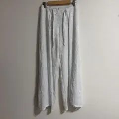 ノーブランド パンツ ワイド ストライプ 白 F ポリエステル お出かけ