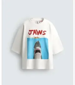 タグ付き新品★ZARAのJAWSイラストTシャツ★Lサイズ★ホワイト色★完売