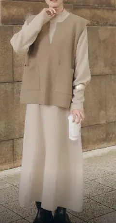 レイヤードニットフレアワンピース