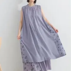 ルピリアン ボタニカル刺繍 ノースリーブ ワンピース SALE /ライトパープル