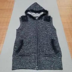 GOLF フード付きファー付きニットベスト