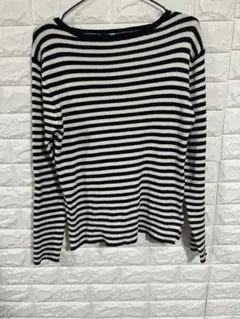 Lサイズ 黒と白のストライプセーター