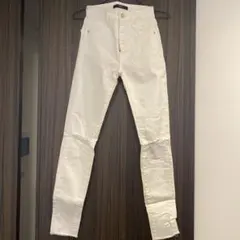 AZUL BY MOUSSY スキニーデニム ホワイト ダメージ加工