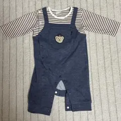 petit main くま刺繍 ドッキングロンパース 70cm