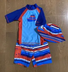 男の子用水着セット（ラッシュガード・パンツ・帽子）3T（90〜100）サイズ