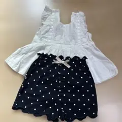 プティマイン　ノースリーブトップス＆ドット柄ショートパンツ セット