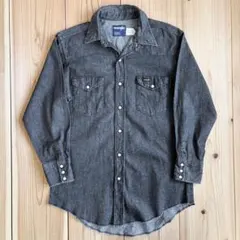 80s Wrangler USA製 希少 ブラックデニム ウエスタンシャツ M
