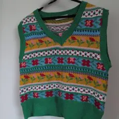 321・BBWM WOMAN 花柄ニットベスト Mサイズ