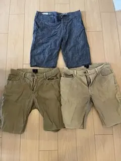 GAP ハーフパンツ M（W32）カーキ2本＋シャンブレー1本 夏向け