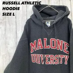 ラッセルアスレチック　カレッジプリントスエットパーカー Lグレー　アメリカ古着