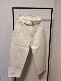 エストネーションCOLUMNパラシュートパンツ アイボリー 裾絞りデザイン