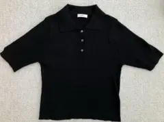 アースミュージックアンドエコロジー　リブ　ポロシャツ　ブラック　美品