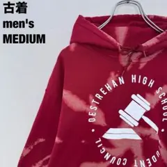 古着 GILDAN ギルダン パーカー ブリーチ タイダイ プルオーバー 赤M