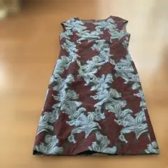 良品】ランバンコレクション ワンピース ジャガード 花柄 ラメ 38