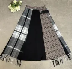 GALLARDAGALANTE チェック柄フリンジロングスカート