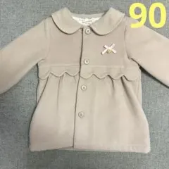 クーラクール　ウサ耳　ベージュ リボン付き コート 90cm