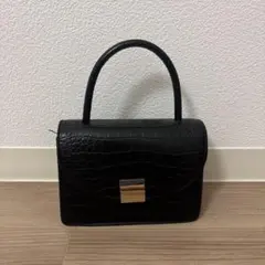 クロコ型押し ハンドバッグ ブラックのサムネイル
