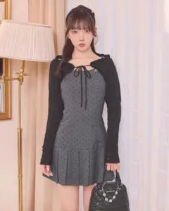 ミシェルマカロン モノグラムシャツドッキングニットワンピース XS