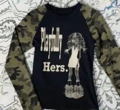 カモフラージュ柄 長袖Tシャツ y2k グランジ　　opium 平成女児