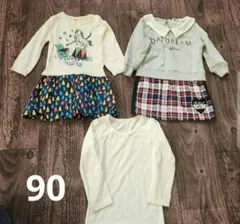 90cm　ワンピース2点・ユニクロ　ヒートテック　3点セット