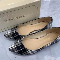 Liberty Doll パンプス チェック柄ブラックポインテッドトゥ LL