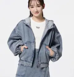 GU GIRLSフード付きワークジャケットJR M
