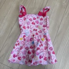 ハート柄リボン付きワンピース水着 100