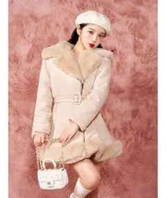 darich ファーボリュームフレアコート