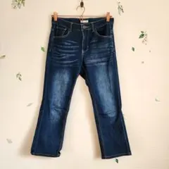 レディース デニムパンツ インディゴブルー 7分丈のサムネイル