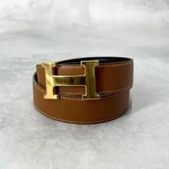 極美品◇HERMES エルメス ベルト Hベルト ゴールドロゴ（75）□A刻印