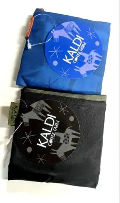 KALDI エコバッグ Helpers ブラック、ブルー
