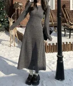 MAISON DE THERESE 裏毛付きニットワンピース