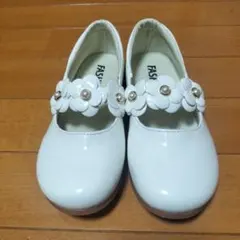 FASHION フラワー装飾 ホワイトフォーマルシューズ