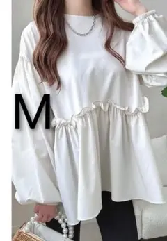 新品 しまむら LULALA フリル ペプラム ラッシュガード 淡ベージュ M