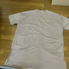 サイドスリット入り 半袖Tシャツ ベージュLサイズ