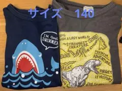 夏活躍　キッズ Tシャツ 2枚セット サメ 恐竜柄　140のサムネイル