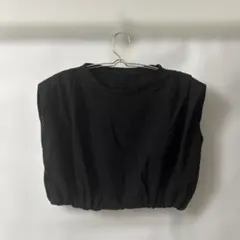 「即日発送」F ブラック ノースリーブ クロップド丈 トップス