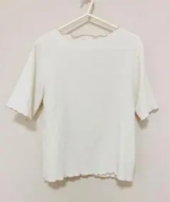 classicalelf 配色メロウ5分袖シャーリングトップス