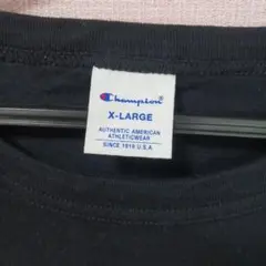 Champion ブラック ロングスリーブ Tシャツ X-LARGE