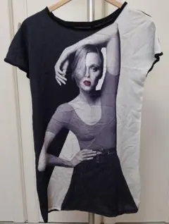 ZARA グラフィックTシャツ S バイカラー 白黒 アートプリント モード