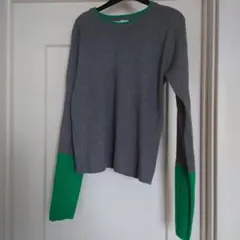 Rose Farm グレー/グリーン ニットセーター L