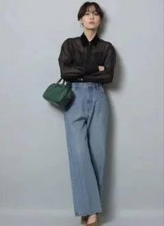 Arpege story ワイドデニムパンツ 2 ライトブルー ストレート